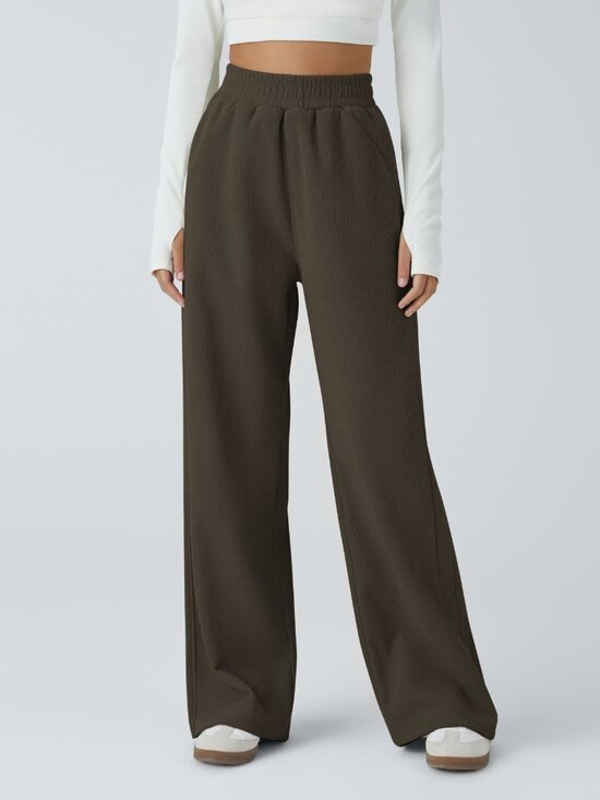 Halara Pants - Halara - High Waisted Corduroy Casual Pants  in Hemp Rope Brown/Size L (Petite)